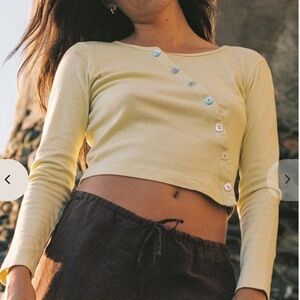 ORGANIC SLANT CARDIGAN - CITRON